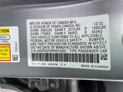 2023 Honda Civic Sport - APPLE CARPLAY / ADAPTIVE CRUISE