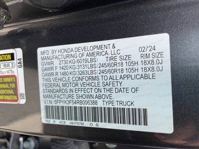 2024 Honda Ridgeline RTL - MOONROOF / ADAPTIVE CRUISE