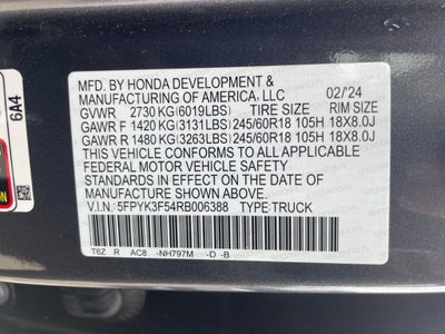 2024 Honda Ridgeline RTL - MOONROOF / ADAPTIVE CRUISE