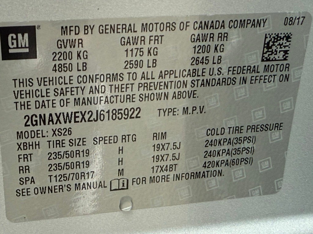 2018 Chevrolet Equinox Premier 1 OWNER / CLEAN CARFAX