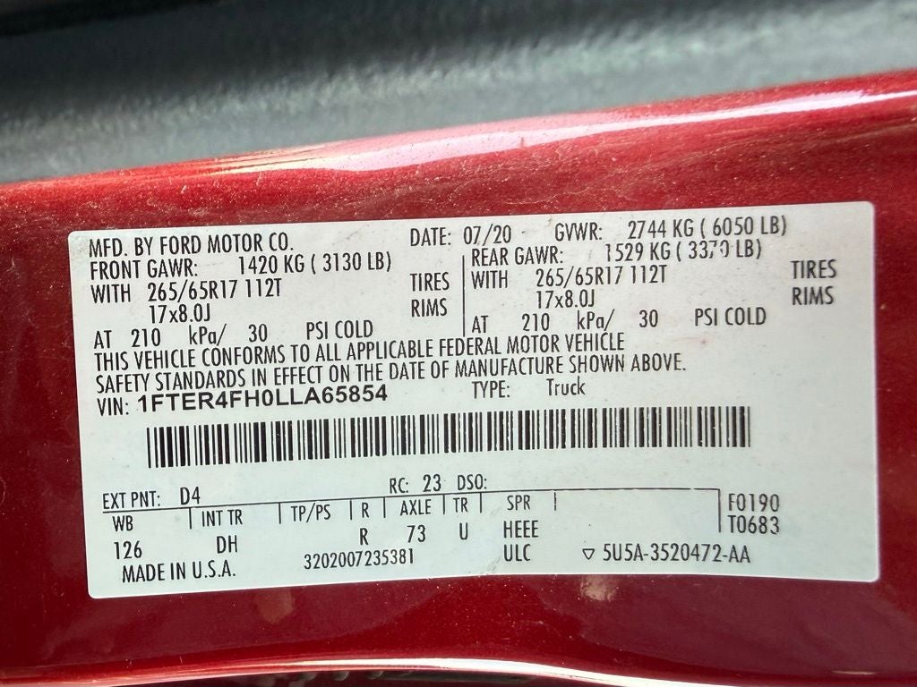 2020 Ford Ranger Lariat