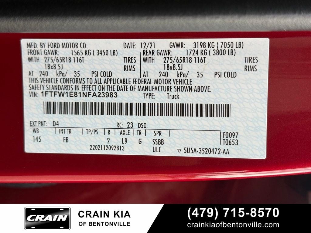 2022 Ford F-150 XLT - 4WD / 302A PACKAGE / $57,865 MSRP