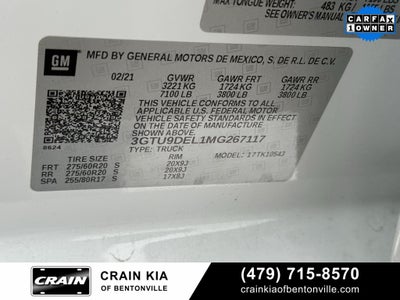 2021 GMC Sierra 1500 SLT - 4WD / CARFAX ONE OWNER