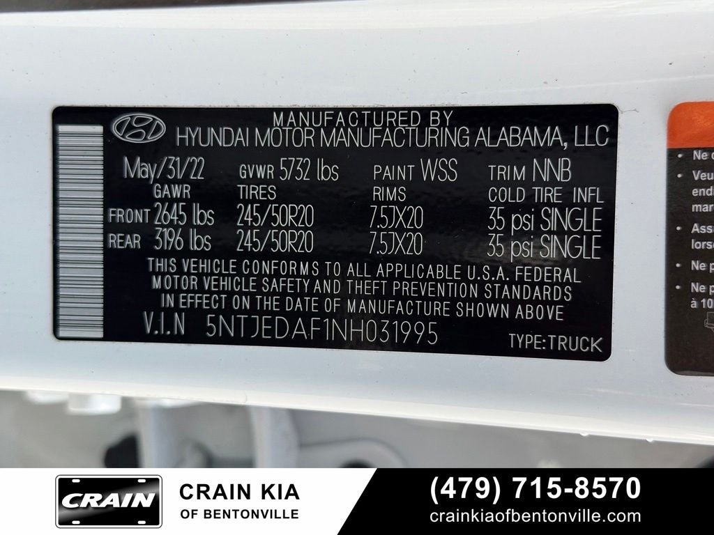 2022 Hyundai Santa Cruz Limited - AWD / SUNROOF / CLEAN CARFAX