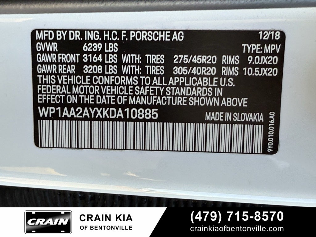 2019 Porsche Cayenne Base - AWD / PANORAMIC SUNROOF / CLEAN CARFAX