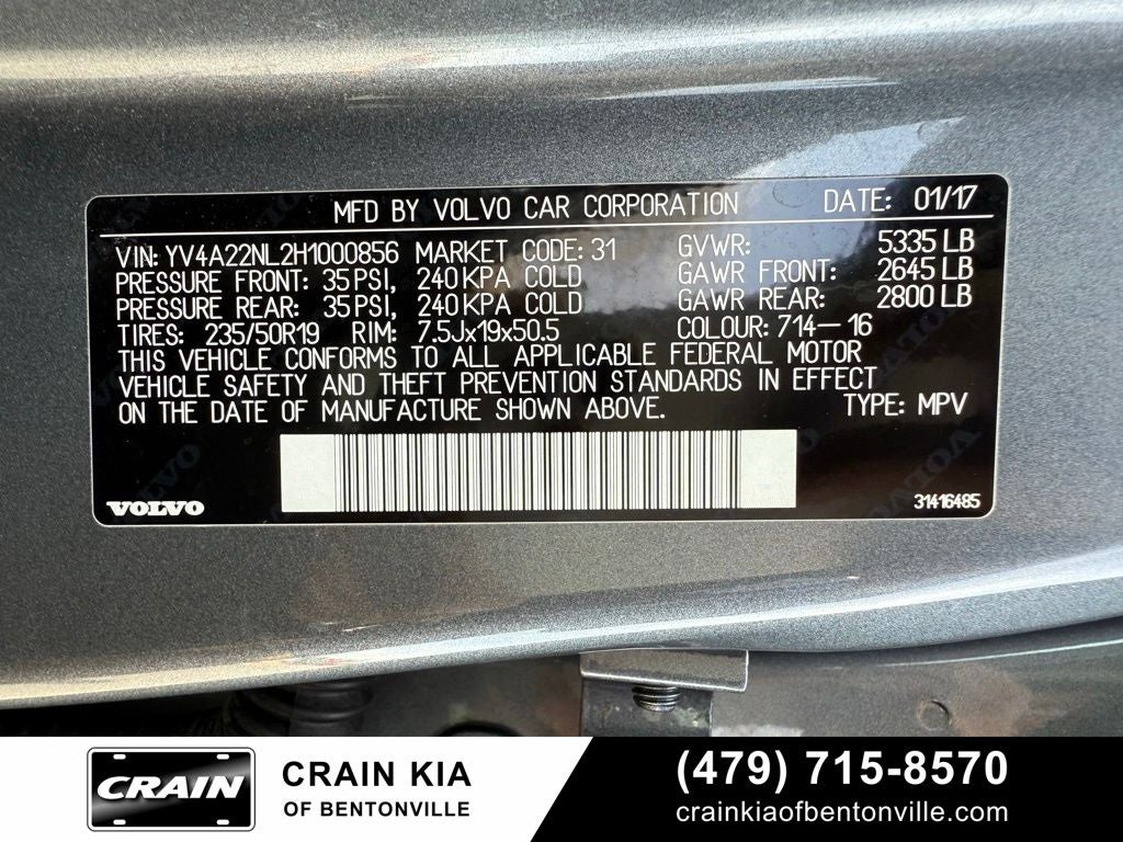 2017 Volvo V90 Cross Country T6 AWD - AWD / PANORAMIC SUNROOF