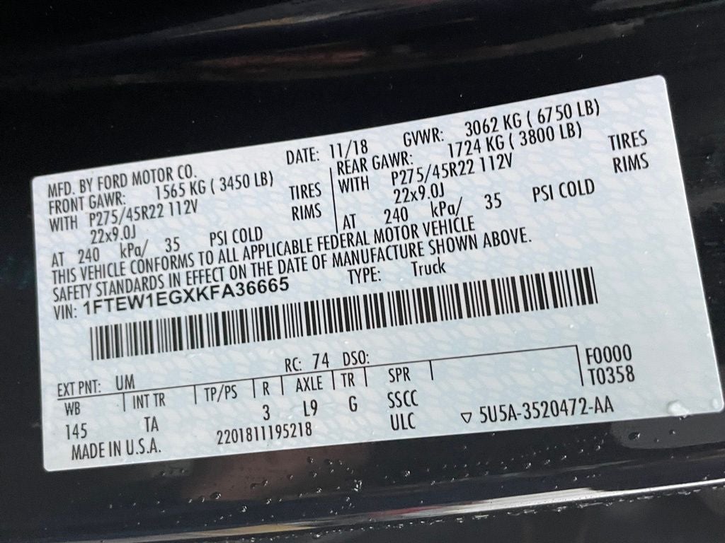 2019 Ford F-150 Limited 4X4 / HEATED SEATS / NAV