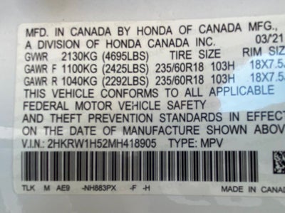 2021 Honda CR-V EX MOONROOF / HEATED SEATS / BLIND SPOT