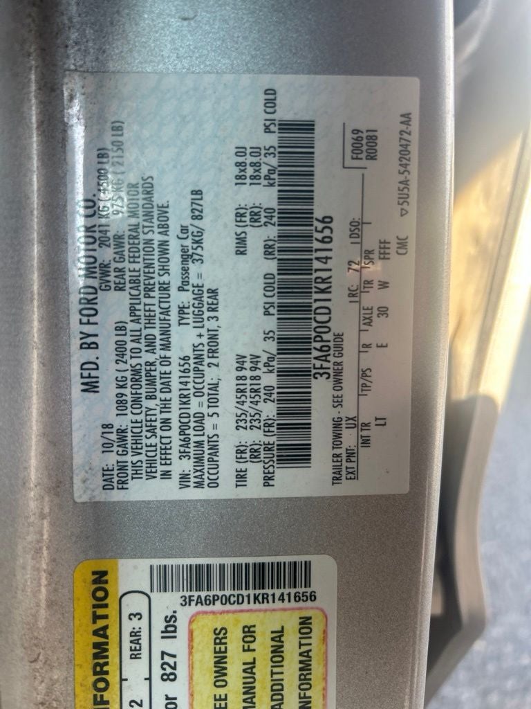 2019 Ford Fusion SEL HEATED SEATS / POWER SEATS