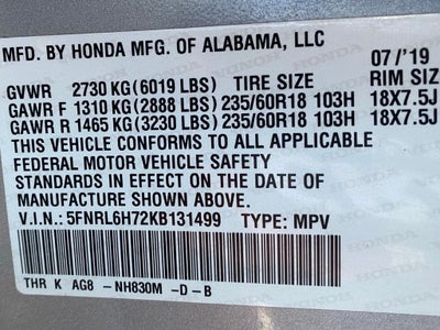 2019 Honda Odyssey EX-L MOON ROOF / PREMIUM AUDIO / 3RD ROW