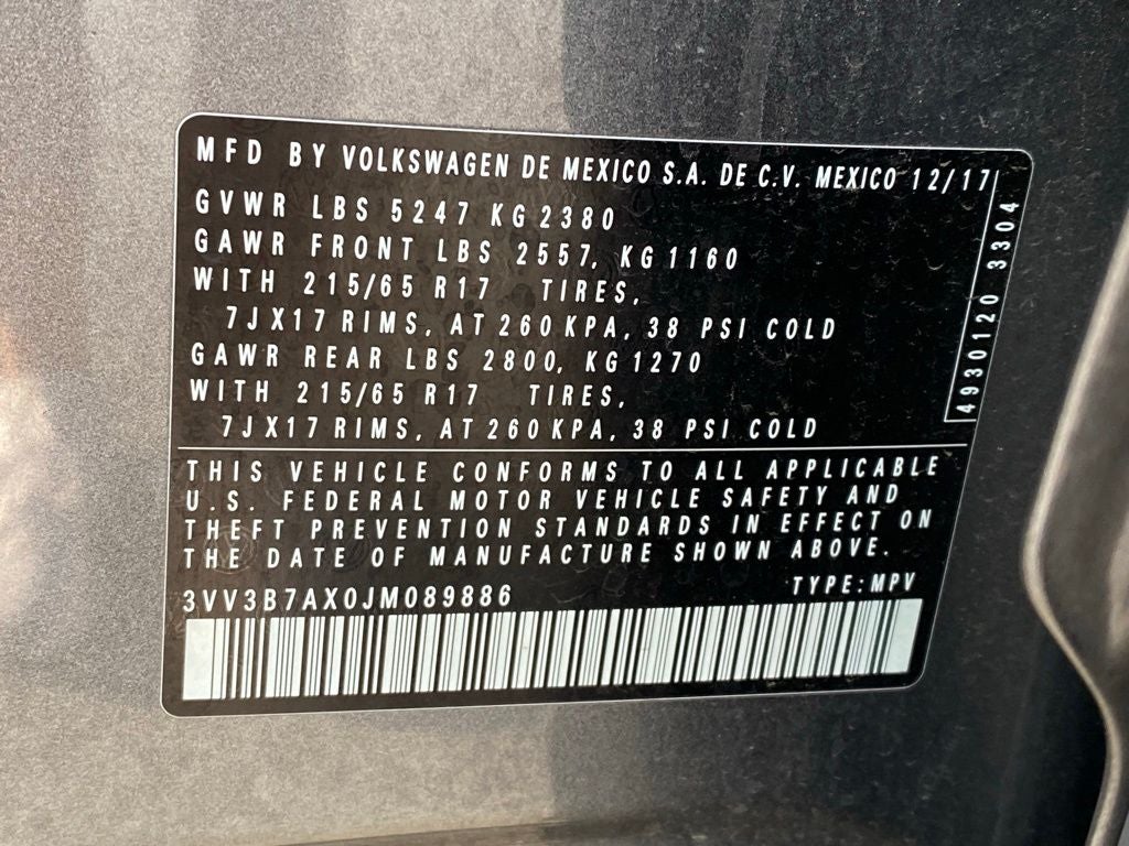 2018 Volkswagen Tiguan 2.0T SE